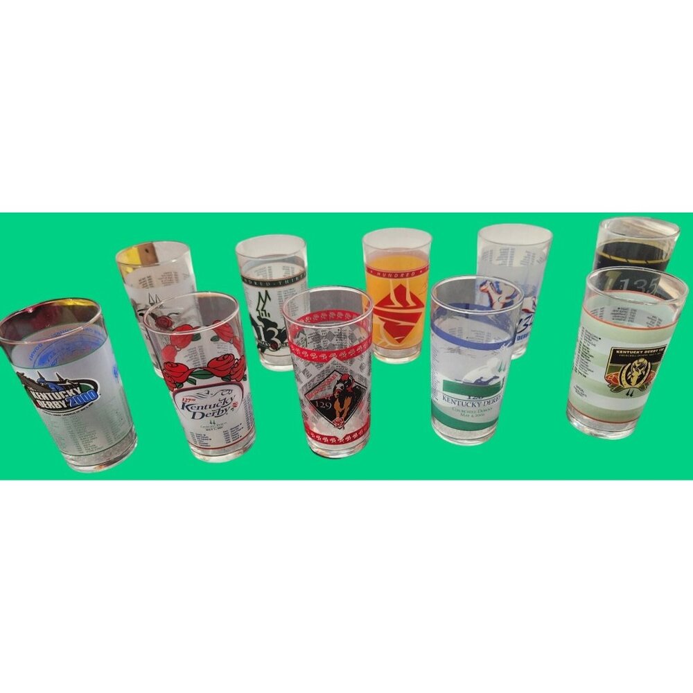 Set Of 9 Vintage Kentucky Derby Glasses 2000-2009‎